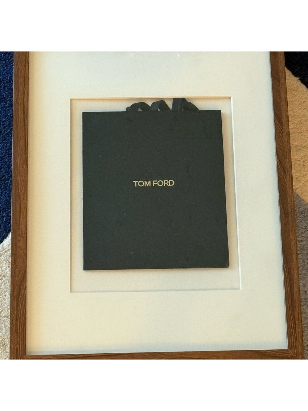 Tom Ford Black & Gold Textured Framed Small Shopping Bag Wall Art